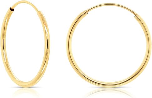 14k Yellow Gold Round Endless Hoop Earrings - 10-18mm in Saudi Arabia