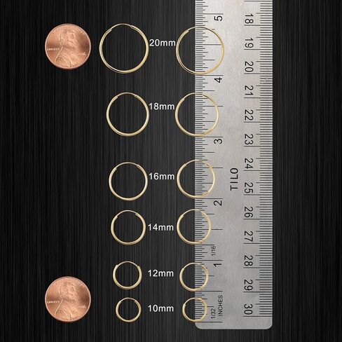 14k Yellow Gold Round Endless Hoop Earrings - 10-18mm in Saudi Arabia