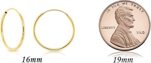 14k Yellow Gold Round Endless Hoop Earrings - 10-18mm in Saudi Arabia