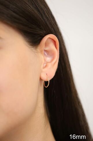 14k Yellow Gold Round Endless Hoop Earrings - 10-18mm in Saudi Arabia