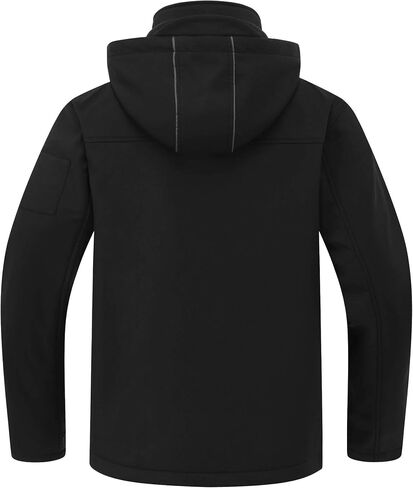 CREATMO US Men's Softshell Military Jacket With Removable Hood, Fleece Lined and Water Repellent Outdoor Reflective Coat in Saudi Arabia