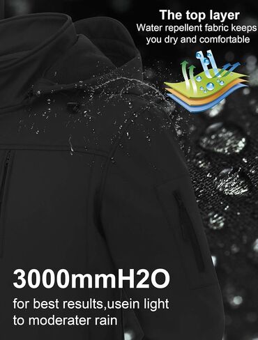 CREATMO US Men's Softshell Military Jacket With Removable Hood, Fleece Lined and Water Repellent Outdoor Reflective Coat in Saudi Arabia