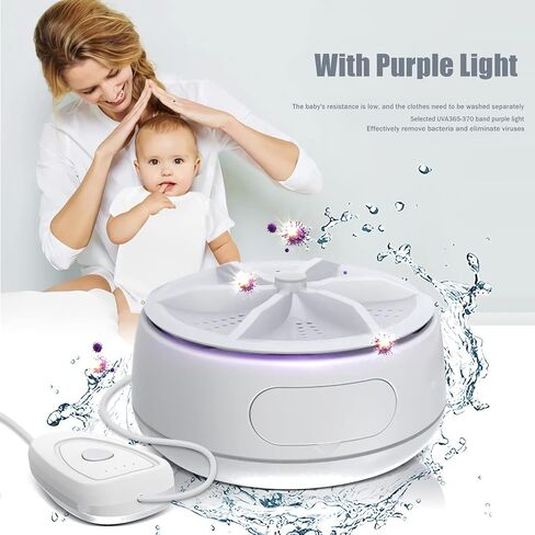 Sheng&Hui Portable Mini Washing Machine USB Mini Washing Machine High Power Turbo Washer with 4 Speed Remote Control for Home, Business, Travel, College Room, RV, Apartment in Kuwait