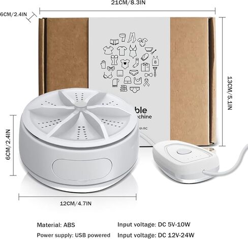 Sheng&Hui Portable Mini Washing Machine USB Mini Washing Machine High Power Turbo Washer with 4 Speed Remote Control for Home, Business, Travel, College Room, RV, Apartment in Kuwait