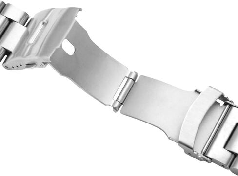 Stainless Steel Watch Band Heavy Duty Brushed Finish Metal Watch Strap 22mm/24mm Double Buckle Bracelet Silver Replacement Band in Kuwait