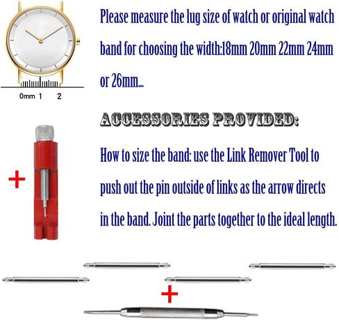 Stainless Steel Watch Band Heavy Duty Brushed Finish Metal Watch Strap 22mm/24mm Double Buckle Bracelet Silver Replacement Band in Kuwait