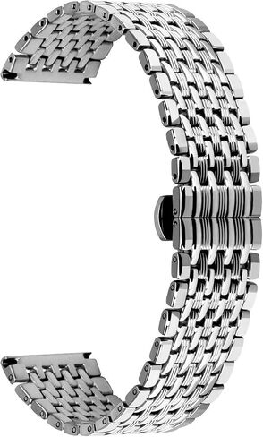 Multi Stripes 18mm 20mm 22mm Black Rose Gold Silver Two Tone Metal Watch Strap Tapered Engravings Stainless Steel Metal Watch Band for Men Women… in Kuwait