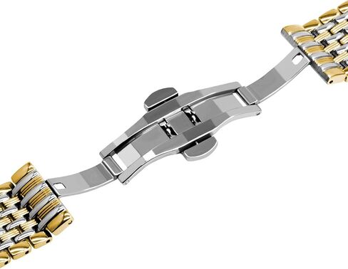 Multi Stripes 18mm 20mm 22mm Black Rose Gold Silver Two Tone Metal Watch Strap Tapered Engravings Stainless Steel Metal Watch Band for Men Women… in Kuwait