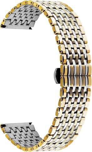 Multi Stripes 18mm 20mm 22mm Black Rose Gold Silver Two Tone Metal Watch Strap Tapered Engravings Stainless Steel Metal Watch Band for Men Women… in Kuwait