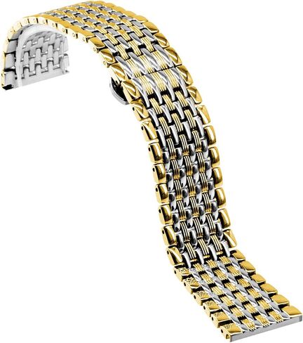 Multi Stripes 18mm 20mm 22mm Black Rose Gold Silver Two Tone Metal Watch Strap Tapered Engravings Stainless Steel Metal Watch Band for Men Women… in Kuwait