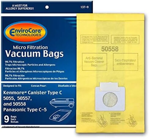 EnviroCare Replacement Vacuum Cleaner Bags made to fit Kenmore Canister Type C or Q 50555, 50558, 50557 and Panasonic Type C-5 9 pack in Kuwait
