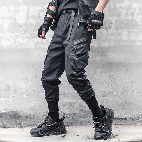 MOKEWEN Men's Women Pockets Casual Goth Punk Jogger Cargo Hiphop Techwear Cargo Ankle Pants in Kuwait