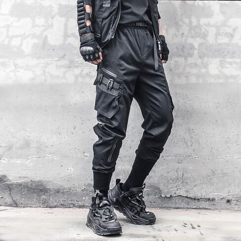 MOKEWEN Men's Women Pockets Casual Goth Punk Jogger Cargo Hiphop Techwear Cargo Ankle Pants in Kuwait