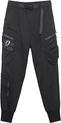 MOKEWEN Men's Women Pockets Casual Goth Punk Jogger Cargo Hiphop Techwear Cargo Ankle Pants in Kuwait