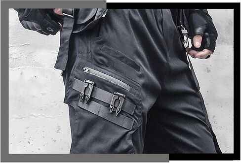 MOKEWEN Men's Women Pockets Casual Goth Punk Jogger Cargo Hiphop Techwear Cargo Ankle Pants in Kuwait