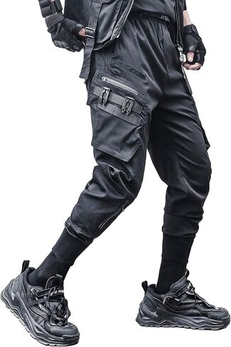 MOKEWEN Men's Women Pockets Casual Goth Punk Jogger Cargo Hiphop Techwear Cargo Ankle Pants in Kuwait