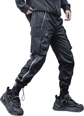 MOKEWEN Men's Women Pockets Casual Goth Punk Jogger Cargo Hiphop Techwear Cargo Ankle Pants in Kuwait