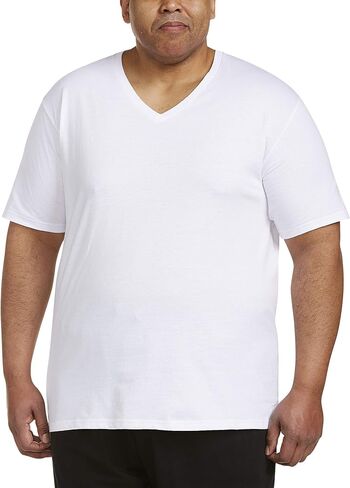 Amazon Essentials Men's Big & Tall 5-Pack V-Neck Undershirts fit by DXL in Saudi Arabia