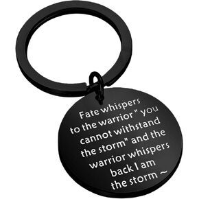 FEELMEM Encouragement Keychain I am The Storm Fate Whispers to The Warrior Keyring Inspirational Jewelry Gift