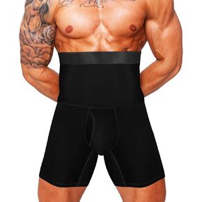 Mens Tummy Control Shapewear High Waist Slimming Bodysuit Shorts Boxer Briefs Body Shaper Long Leg Underwear
