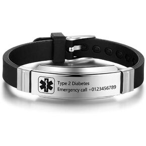 Personalized Medical Alert Bracelets for Men Women Sport Emergency ID Bracelets Adjustable Stainless Steel Diabetic ID Bracelets Band for Boys in Kuwait