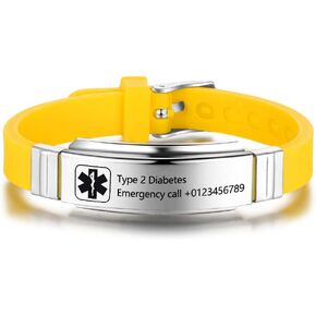 Personalized Medical Alert Bracelets for Men Women Sport Emergency ID Bracelets Adjustable Stainless Steel Diabetic ID Bracelets Band for Boys in Saudi Arabia