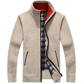 Neecan Men's Cardigan Sweaters Full Zip Up Stand Collar Slim Fit Casual Knitted Sweater with 2 Front Pockets in Saudi Arabia