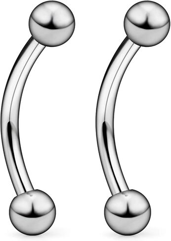 Hoeudjo Titanium Eyebrow Ring Piercing Jewelry for Women Men Daith Rook Earring Curved Barbell with Externally Threaded Ball 16 Gauge 6mm 8mm 10mm 12mm in Saudi Arabia