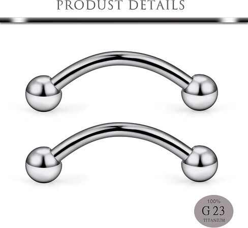 Hoeudjo Titanium Eyebrow Ring Piercing Jewelry for Women Men Daith Rook Earring Curved Barbell with Externally Threaded Ball 16 Gauge 6mm 8mm 10mm 12mm in Saudi Arabia