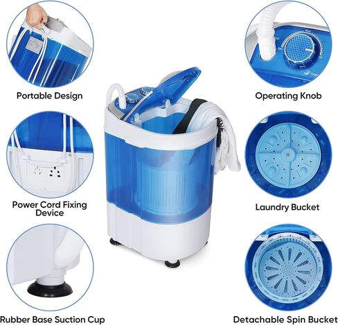 LEMY Mini Baby Washing Machine Portable and Compact Laundry Washer with 8.8lbs Washing Capacity, Single Tub, Blue in Saudi Arabia