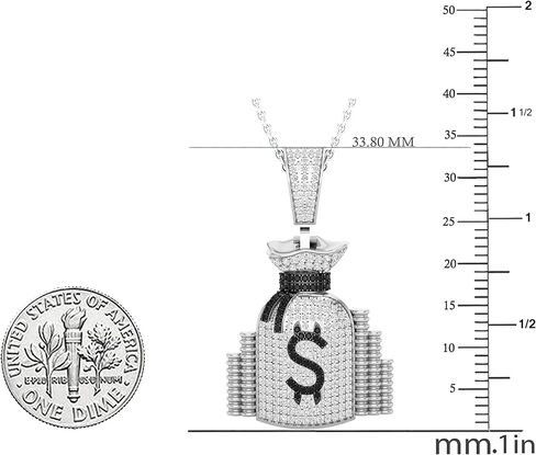 Dazzlingrock Collection 0.80 Carat (ctw) Round Black & White Diamond Mens Money Bag Stacks Charm Pendant 3/4 CT, Available in 10K/14K/18K Gold & 925 Sterling Silver in Saudi Arabia