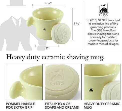 Customizable GBS Ivory Shaving Mug with Knob Handle and Natural Soap 3 0z - Great to Pair with Any Shave Set! in Saudi Arabia
