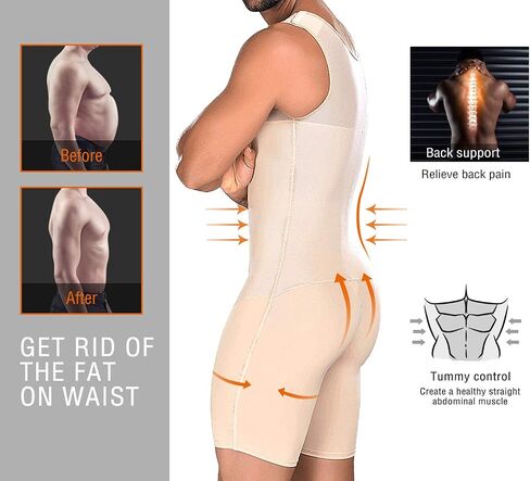 Men's Shapewear Bodysuit Full Body Shaper Tummy Control Compression Sauna Suit Fitness Compression Underwork in Kuwait