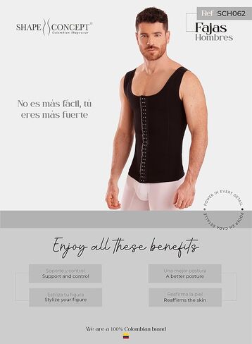 SHAPE CONCEPT 062 063 Fajas Colombianas para Hombres Mens Girdle High Compression Garmen Shapewear Body Shaper for Men in Kuwait