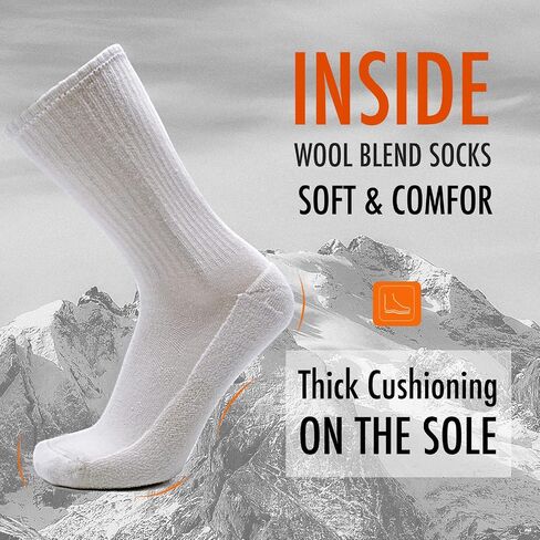 KitNSox 1/4 Pack Men's Women's Merino Wool Hiking Running Socks Crew Warm Thick Cushioned Outdoor Walking Sport Athletic Sock in Kuwait