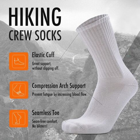 KitNSox 1/4 Pack Men's Women's Merino Wool Hiking Running Socks Crew Warm Thick Cushioned Outdoor Walking Sport Athletic Sock in Kuwait
