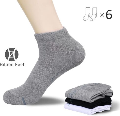 جوارب جري للسيدات من BILLION FEET، جوارب رياضية منخفضة القطع لدعم القوس، جوارب للنساء مقاس 6-9 (6 أزواج) in Saudi Arabia