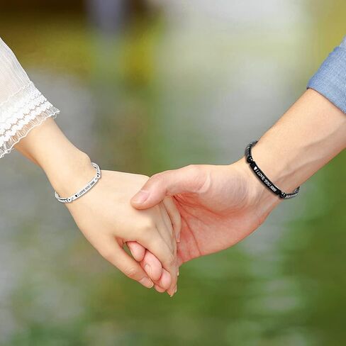 Personalized Handmade Braided Rope ID Plate Couples Bracelets for Women Men Dad Stainless Steel Engraving Name Plate Friendship with Black Natural Hematite Stone Y1456 in Kuwait