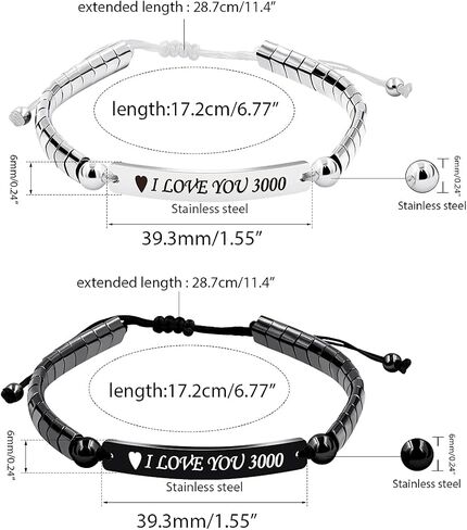 Personalized Handmade Braided Rope ID Plate Couples Bracelets for Women Men Dad Stainless Steel Engraving Name Plate Friendship with Black Natural Hematite Stone Y1456 in Kuwait