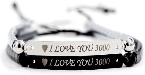 Personalized Handmade Braided Rope ID Plate Couples Bracelets for Women Men Dad Stainless Steel Engraving Name Plate Friendship with Black Natural Hematite Stone Y1456 in Kuwait