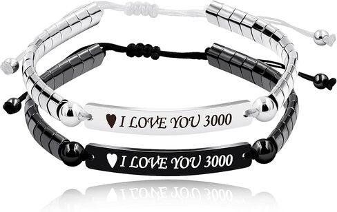 Personalized Handmade Braided Rope ID Plate Couples Bracelets for Women Men Dad Stainless Steel Engraving Name Plate Friendship with Black Natural Hematite Stone Y1456 in Kuwait