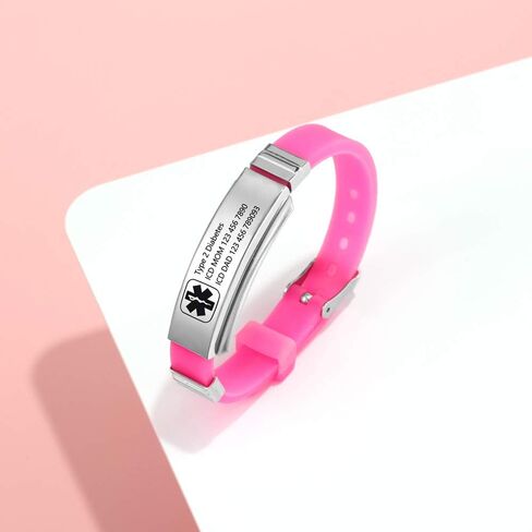 Personalized Medical Alert Bracelets for Men Women Sport Emergency ID Bracelets Adjustable Stainless Steel Diabetic ID Bracelets Band for Boys in Saudi Arabia