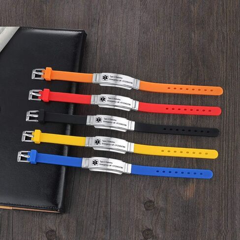 Personalized Medical Alert Bracelets for Men Women Sport Emergency ID Bracelets Adjustable Stainless Steel Diabetic ID Bracelets Band for Boys in Saudi Arabia