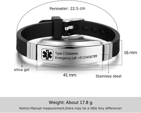 Personalized Medical Alert Bracelets for Men Women Sport Emergency ID Bracelets Adjustable Stainless Steel Diabetic ID Bracelets Band for Boys in Saudi Arabia