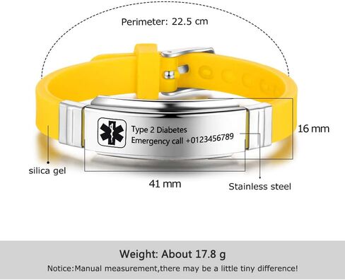 Personalized Medical Alert Bracelets for Men Women Sport Emergency ID Bracelets Adjustable Stainless Steel Diabetic ID Bracelets Band for Boys in Saudi Arabia