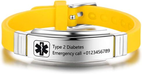Personalized Medical Alert Bracelets for Men Women Sport Emergency ID Bracelets Adjustable Stainless Steel Diabetic ID Bracelets Band for Boys in Saudi Arabia