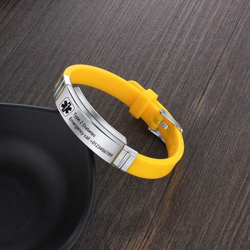 Personalized Medical Alert Bracelets for Men Women Sport Emergency ID Bracelets Adjustable Stainless Steel Diabetic ID Bracelets Band for Boys in Saudi Arabia