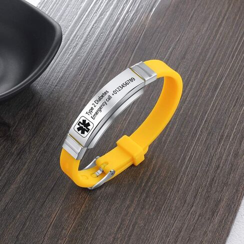 Personalized Medical Alert Bracelets for Men Women Sport Emergency ID Bracelets Adjustable Stainless Steel Diabetic ID Bracelets Band for Boys in Saudi Arabia