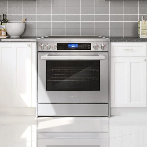 COSMO COS-305AERC Commercial-Style Electric Range with 4 Burners / 1 Warming Zone and 5 cu. ft. Capacity Oven with 7 Functions, Turbo True European Convection, 30 inch, Stainless Steel in Saudi Arabia