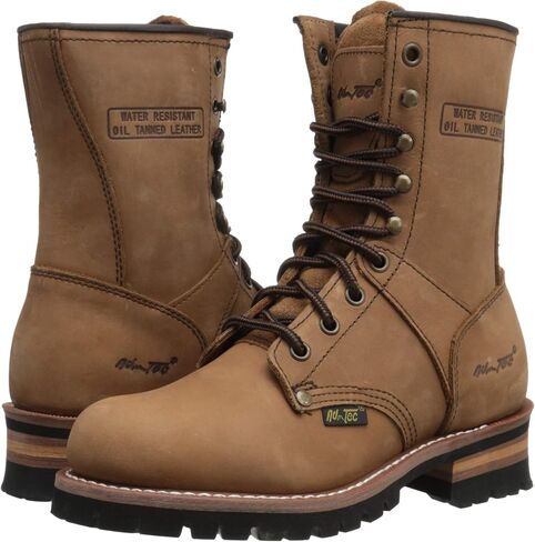 Ad Tec 9" Women Logger Boots Crazy Horse Leather, Plain Soft Safety Toe With Oil Resistant Lug Sole in Saudi Arabia